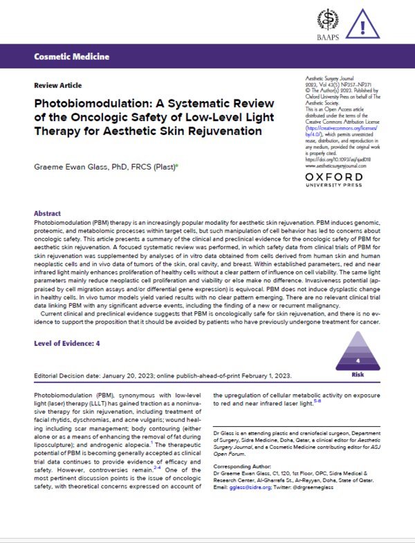 Glass 2023 study first page, Aesthetic Surgery Journal